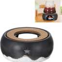BSTKEY Teapot Warmer, Ceramic Tea Warmer with Tealight Holder and Cork Cushion, Teapot Heater for Heating Coffee Milk Tea (Black, Star Style)