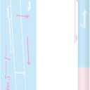 Metallic Multi-Color Pen with Pencil, Retractable Gel Ink Ballpoint Pen, Black, Blue, Red Ink, 0.7mm, Smooth Writing, Quick Dry, with Refills, Office Supplies (Blue and Pink Contrast)