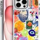 Generic Case for iPhone 16 Pro,Fruit Lemon European Summer Collage Phone Case for Girl Women,Compatible with MagSafe,Scratch Resistant Shockproof Cover Clear Phone Case for iPhone 16 Pro