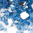 GASPRO 10 lbs Fire Glass for Propane Fire Pit, 1/2-Inch Reflective Fireplace Glass Rocks for Fire Pit Table, Pacific Blue