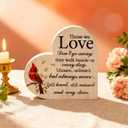 Mothers Day Memorial Gift Wooden Heart Sign Red Cardinal with Spring Leaves - Sympathy Gift for Loss of Loved One, Bereavement Tabletop Decor (Pack of 2)