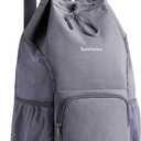 sportsnew Swim Bag Mesh Beach Drawstring Backpack with Wet Pocket, Drawstring Bag for Swimming, Gym, Pool, Workout Gear, Beach Volleyball Backpack for Women Men (Grey)