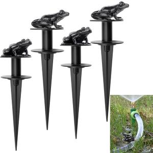 4 Pack Metal Garden Hose Guide Spike Decorative Watering Hose Guides Stakes Guards with Frog-Shaped Cast Iron for Lawn Yard Outside Plants Flower Beds Protection