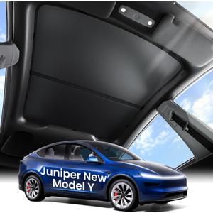 Zanch Upgraded Tesla Model Y Juniper Sunshade Roof [Snap-On, Damage-Free Install] Heat Insulation Custom Fit Glass Roof Sun Shade for Model Y Juniper Accessories 2025-2026, Black