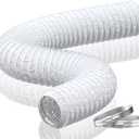 Hon&Guan 5 Inch Duct - 16 FT White PVC and Aluminum Flexible Ducting for Heating Cooling Ventilation and Exhaust with 2 Clamps