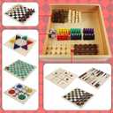 Juegoal 7-in-1 Wooden Board Game Set for Kids Adults, Tabletop Combo Classic Travel Portable Board Games (Chess, Checkers, Chinese Checkers, Backgammon, Parcheesi, Snakes and Ladders, Tic Tac Toe)