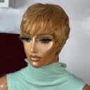 Pixie Cut Wig Human Hair For Black Women Short Straight Human Hair Wigs With Bangs Full Machine Made Wigs (Blonde)