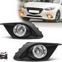 Fog Lights Assembly For 2014 2015 2016 Mazda 3 Fog Lamps Replacement Kit with Switch&Wiring H11 12V 55W Halogen Bulbs Clear Lens
