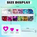 2 x LuckForever 4 Boxes Iridescent Spring/Summer Glitter Sequins Holographic Letter Glitter Peach Heart/Pentagram Glitter Mixed Glitter DIY Design Manicure Decorations Sets for Nail Art/Craft/Makeup. (colored)