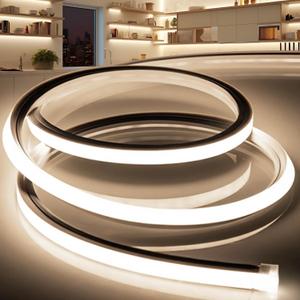 LED Strip Lights Neutral White 4000K,16.4ft 110-120V Neon Rope Lights,Flexible Silicone Outdoor Waterproof Neon Strip Lights for Bedroom,Mirror,Kitchen Cabinet, Living Room,Halloween Decor