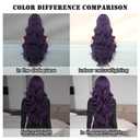 7JHH WIGS 31in Purple Long Water Body Wavy Wigs with Curtain Bangs Natural Heat Resistant Synthetic Fiber Midlle Part Women Curly Wigs for Chrismas Daily Party Daily Used