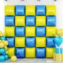 Blue and Yellow Square Foil Balloon Wall,19 Inches Double Sided Square Balloons Tunnel Arch Kit for Bachelorette,Birthday,Baby Shower,Wedding,Anniversary Party Decorations