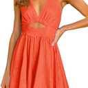 Inorin Womens Summer Sleeveless Halter V Neck Backless Cut Out Sexy Casual Party Swing Flared Mini Dress Size Small