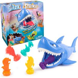 Spin Master Games, Shark Strike, Bowling Game with Wind-Up Jaw-Chomping Action, Easy Activity Toy for Preschoolers, Fun for Kids & Family, 2-4 Players, for Ages 5 & Up