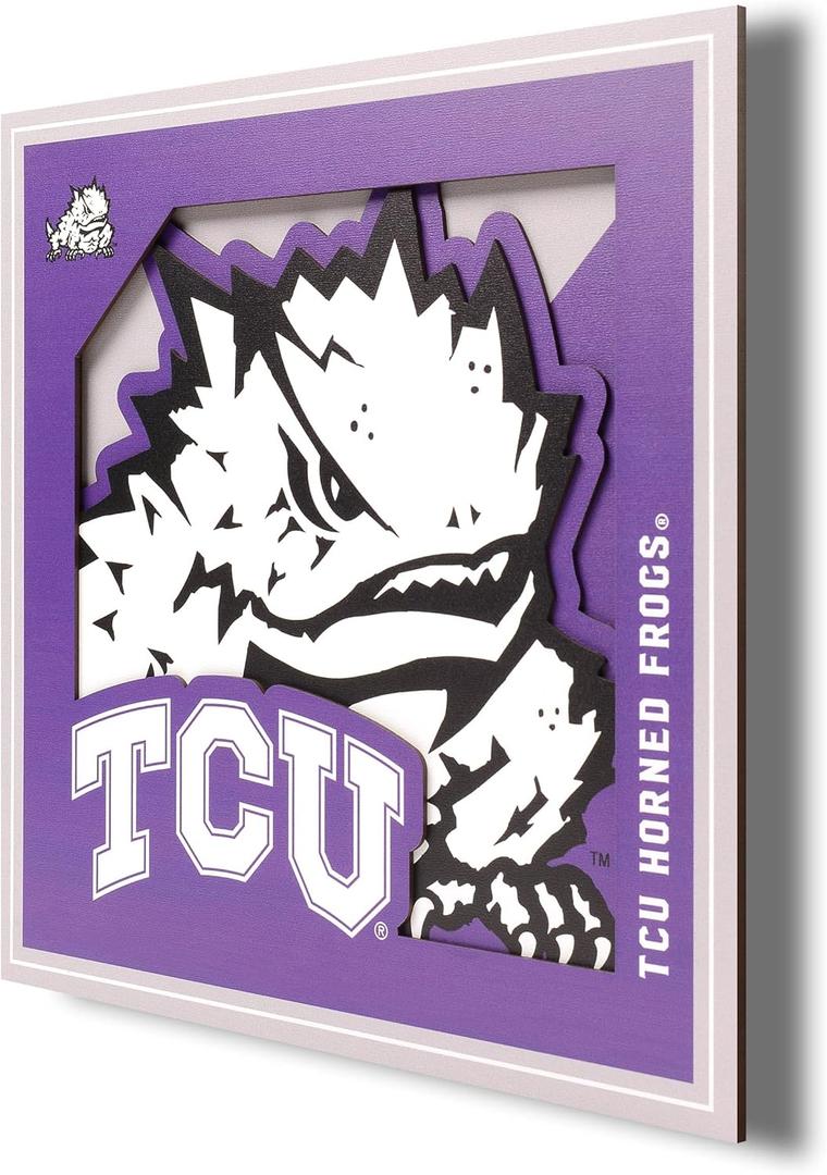 YouTheFan NCAA TCU Horned Frogs 3D Logo Series Wall Art - 12x12