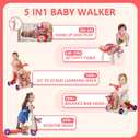 HYES Upgraded 5 in 1 Baby Walker and Activity Center for Baby Girl, Learning to Walk, Sit to Stand, Early Learning Push Toys for Infant 12 Months, Walking Toys Gift for Toddler Girls, Red