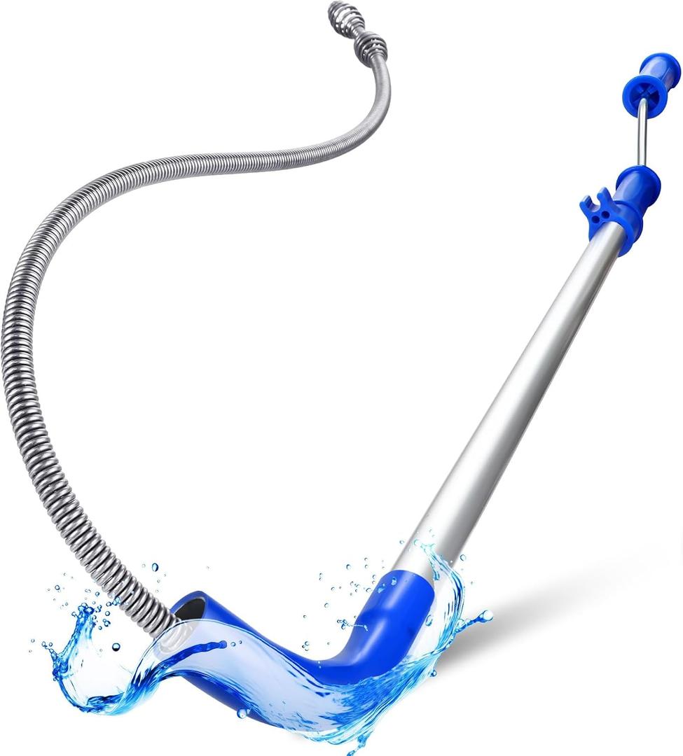 6 FT Drain Snake for Toilets Drain Auger Toilet Snake Auger Silicone Protection to Prevent Damage Toilet Auger Clog Remover Tool Plumbing Snake for Heavy Toilet Blockages