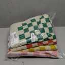 REDKISS Checkered Bath Towels Set - 4 Piece Large Shower Towels for Bathroom Decoration, Highly Absorbent Cotton Bath Towel of 4, Cute Checkered Shower Retro Towel for Bathroom, Multicolored (Green & Red & Pink & Yellow)