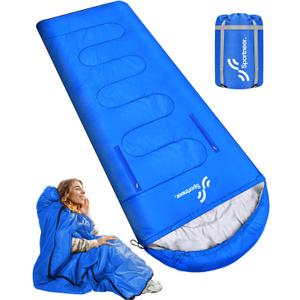 Sportneer 0 Degree Wearable Sleeping Bag for Adults & Kids  Walkable with Arm Zippers, Waterproof & Warm to 20F, Compact for Camping, Stadiums, Travel, Backpacking & Car Use (Blue)