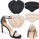 Ball of Foot Cushions,Metatarsal Pads for Women,Heel Cushion Pads, Heel Grips Liners for Heel Pain Relief, Blisters,Friction, Non-Slip Shoe Inserts for Loose Shoes,Shoe Fillers Make Shoes Fit Tighter (4pairs-beige+black)