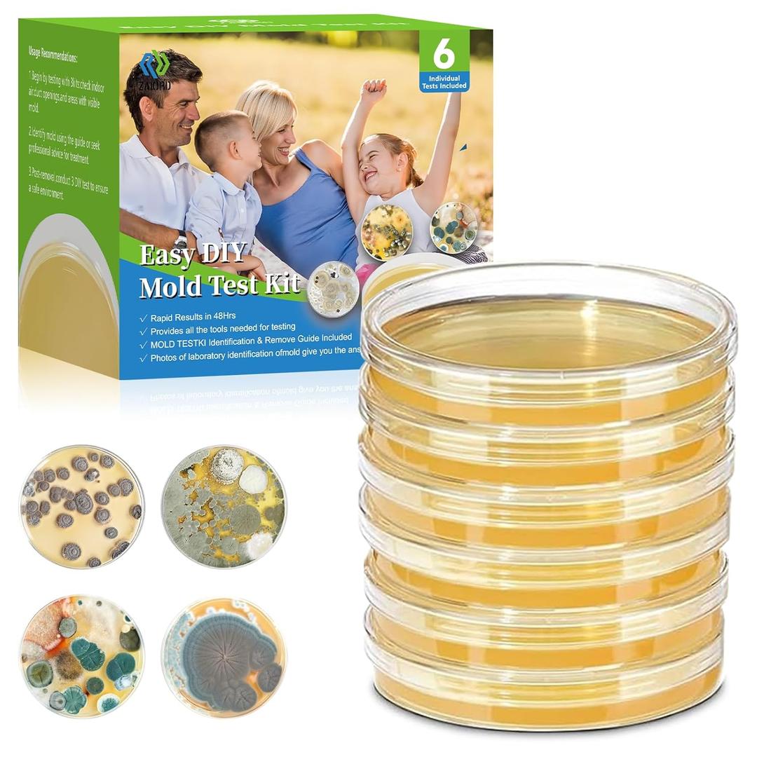 Mold Test Kit for Home-6 Simple Detection TestsTest HVAC System,Home Surfaces,Indoor Air Quality Testing KitsDIY Black Mold Detector at HomeIncludes Detailed Mold Identification Guide