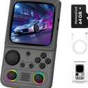 R36TMAX Retro Handhled Game Console, 4.0 Inch Retro Gaming Console with 4000mAh Battery, 64GB Preloaded with 18000+ Video Games, Portable Retro Game Console Supports WiFi Networked Fighting, Gray