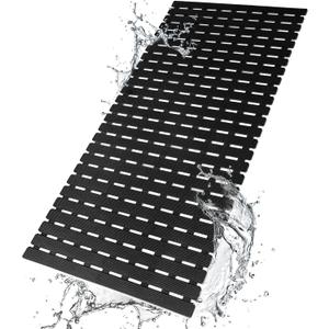 BEMISO Shower Mat Non Slip Bathtub Mat with Suction Cups and Drain Holes 37.4 x15.7 Inch Bath Mat for Tub & Shower.Easy Dry,Easy to Cut,Eco-Friendly (Black)