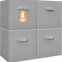 STORAGE MANIAC Storage Cubes, 11 Inch Collapsible Storage Bins with Handles, 4 Pack Fabric Foldable Bins for Organization, Durable Storage Bins for Closet, Shelves, Offices, Toys, 4-Pack Grey