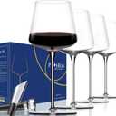 Red Wine Glasses Set of 4-18 oz Hand Blown Crystal Modern Wine Glasses-Unique square wine glasses with flat bottom For Cabernet, Pinot Noir, Burgundy