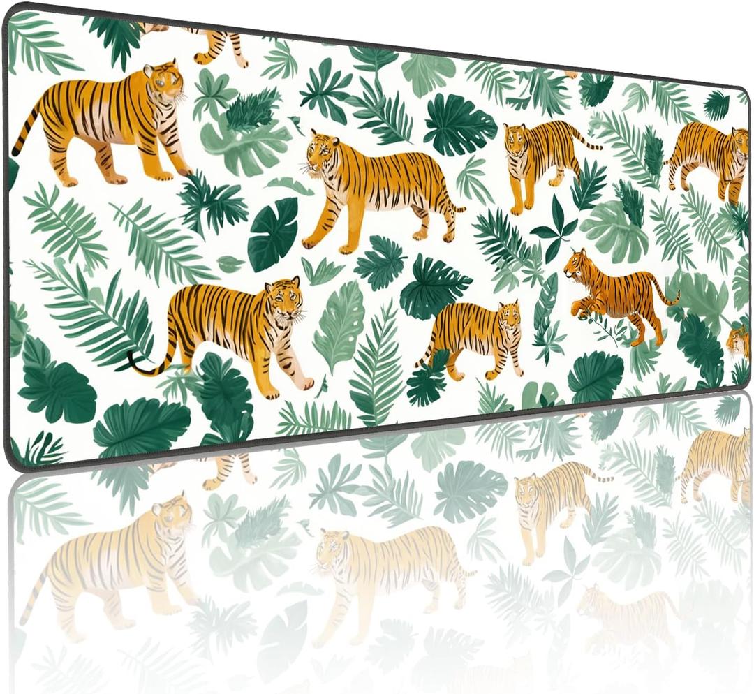 Tiger Large Mouse Pad Gaming Desk Mat for Computer Keyboard Pads Waterproof Mouse Mats Home Work Office (Green)