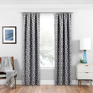ECLIPSE Room Darkening Curtains for Bedroom - Isanti 37" x 95" Thermal Insulated Single Panel-Rod Pocket Light Blocking Curtains for Living Room, Grey