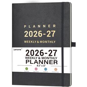 Planner 2026-2027 - 8.5" x 11" 2026-2027 Planner Weekly and Monthly, July 2026 - June 2027, Faux Leather Cover, Pen Holder, Pocket, 25 Notes Pages, A4 Premium Paper - Gray
