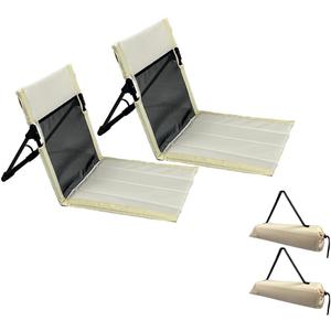 2 Pack Foldable Camping Chairs with Mesh Backrest,Ultra-Light Portable Beach Chairs with Carry Bag for Sunbathing Swimming Poolside Picnic Lawn Road Trips (Khaki)