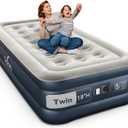 iDOO Twin Air Mattress with Built in Pump, 18" Raised Compact Blow up Mattress, Inflatable Mattress for Camping Guest Home, Portable Travel Air Bed, 2-Min Quick Inflation Deflation, Colchon inflable Grey, Twin