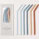 Nightingale Reusable Silicone Straws - Bendy Drinking Straw with Cleaning Brush - Collapsible and Bendable Travel Straw for Kids - Dishwasher Safe, Food-Safe - Set of 6 (Coral Multi)