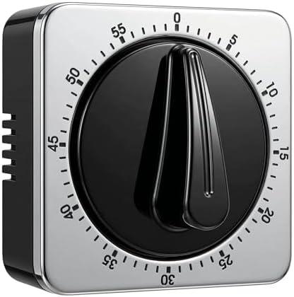 Searon Kitchen Timers for Cooking, Mechanical Wind Up Timer with Loud Ring, Magnetic Back, No Battery Needed, Stainless Steel Countdown Timer for Cooking and Baking