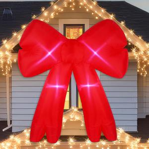 Leyndo 6FT Red Bow Christmas Inflatable Outdoor Decoration with Light, Outdoor Christmas Blow Up Decorations Built-in LEDs, Giant Xmas Inflatables for Yard Lawn Window Wall Glass Door Mall Decor