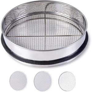 3PCS Thickened Soil Sifter, Dirt Sifter & Rock Sifter Set with 3 Removable Mesh Screens (3mm, 6mm, 9mm) - Reinforced Frame Fits 5 Gallon Bucket