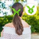 20PCS Witch Bow Hair Scrunchies Pink and Green Cute Bunny Ears Ribbons with Ponytail Accessories Hair Tie for Princess Witch Party Gifts