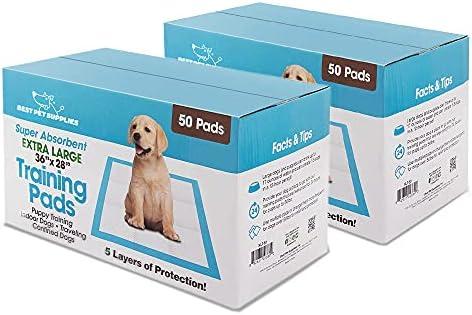 Best Pet Supplies XL Puppy Pads 100 Count - Super Absorbent Dog Training Pads, Quick-Dry, Odor Control, Disposable Pee Pads, Leak-Proof Wee Wee Pads for Indoor Dogs – Baby Blue XL, 100 Pack