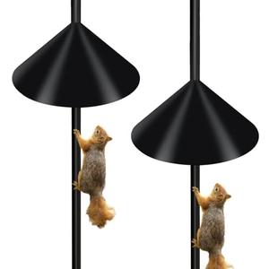 Wider Squirrel Baffle for Bird Feeder Pole, Raccoons Rodents Guard Stopper for Outside Shepherd Hooks, Easy Assembly Baffle for Bird Feeding Pole (19Inch 2 Pack Dark Black)