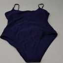 Narecte Sexy One Piece Bathing Suit for Women Tummy Control High Cut One Piece Swimsuit Womens Swim Suit (12-14, Navy Blue)
