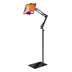 Tablet Floor Stand 360 Rotating - Adjustable Height 32.5-55 Inch Universal Phone Holder for iPad iPhone Galaxy 4.7-12.9 Inch | Hands-Free Use for Bedside Kitchen Office, Sturdy Carbon Steel Base