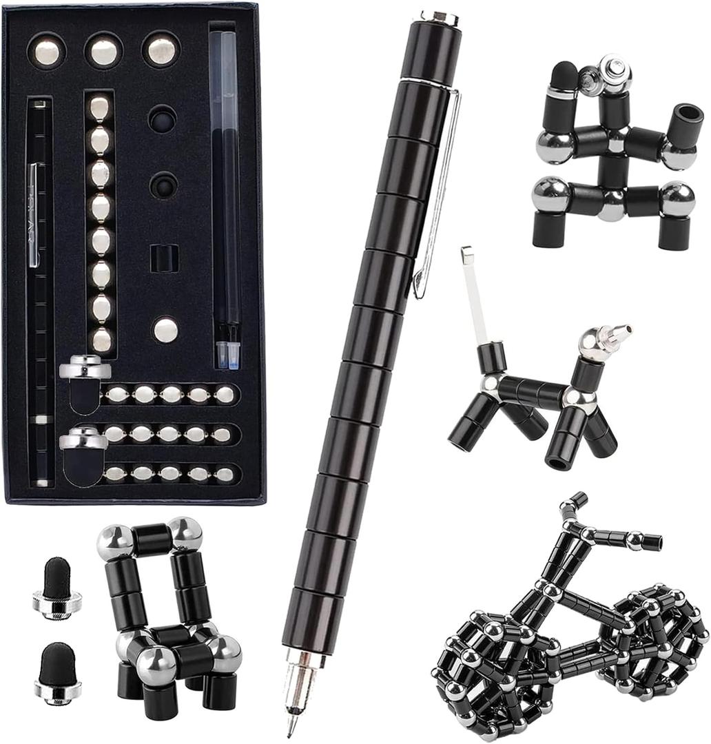 Fidget Pen,Magnetic Pen Decompression Magnetic Toy PenMagnet Pen Fidget Toy Relieve Pressure Novel Toy Gift for Kids or Friends! (Big Black) (Large)