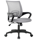 BestOffice | Ergonomic Office Chair | Mid-Back Swivel Desk Chair | Breathable Backrest & Lumbar Support | Adjustable Height | Sponge Seat | Rolling Wheels | Dark Black | for Adults & Women