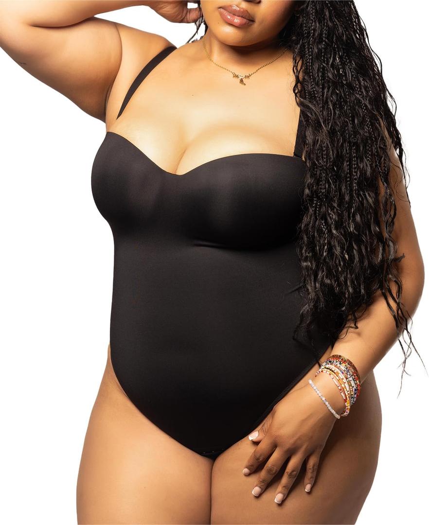 CountourMe Bodysuit, Plus Size Body Shaper Tummy Control, Invisible Shapewear Bodysuits for Women (X-Large, Black)