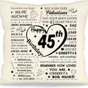 45th Birthday Gifts for Women Men Birthday Pillows Decorative Gifts for 45 Years Old Female Ideas for Mom Dad Wife Husband Aunt Best Birthday Presents Throw Pillow Cover 18 x 18 (45th)