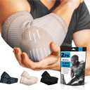 POWERLIX Elbow Brace Compression Support (Pair) - Elbow Sleeve for Tendonitis, Tennis Elbow Brace and Golfers Elbow Treatment, Arthritis, Workouts, Weightlifting – Reduce Elbow Pain (Beige, M)