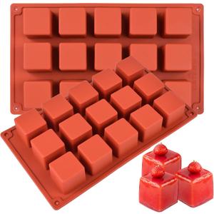 2 Pack Square Silicone Mold, Candy Chocolate Mousse Cake Baking Mold Dessert Molds for Soap,Ice cream,Truffle,Brownie