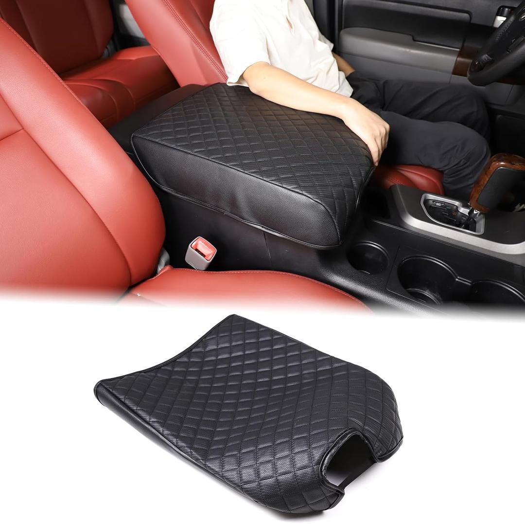 Aunginsy Car Leather Center Console Protector Cover Compatible with Tundra/Sequoia 2007-2013Center Console Armrest Seat Box Cover Cushion Lid Protector Pad Waterproof Anti-Scratch Interior Accessories